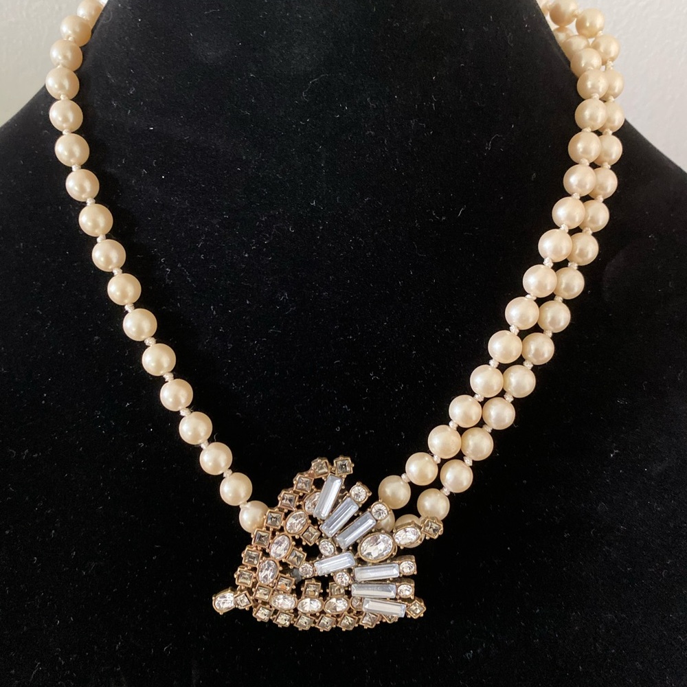 JCrew Cluster with Cubic Zirconia Pearl Necklace